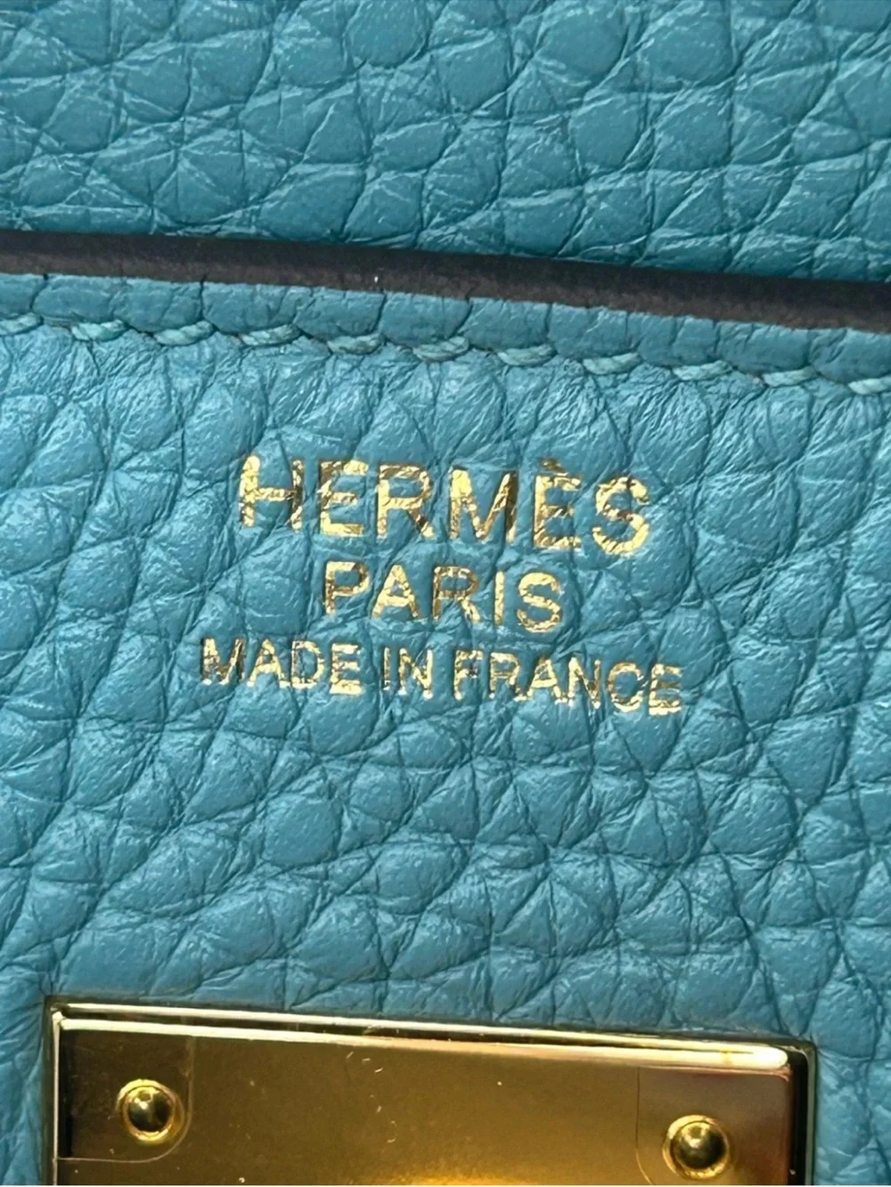 HERMES Birkin 30 Bleu Atoll Clemence Leather Gold Hardware Handbag